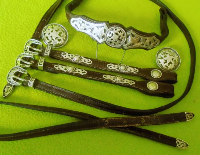 FLEMING Vintage Cargada Plata Esterlina Sólida Filigrana Espectáculo HEADSTALL ~ ¡Sin Reserva!¡!