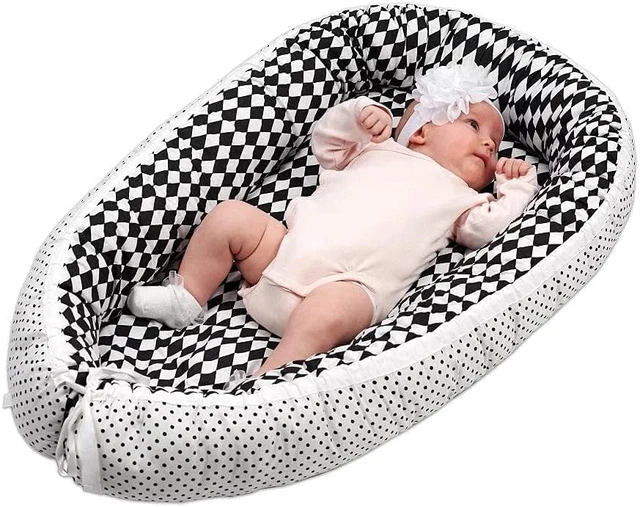 LULANDO Baby-Nest cocon pour bébé/nourrisson, Black Diamonds/Dots White