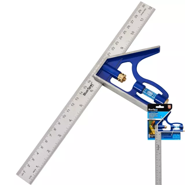 Adjustable Professional Engineer Combination Try Square Ruler 300mm 12" 33927