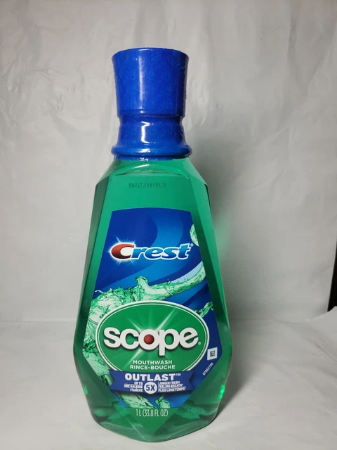 Enjuague bucal Crest Scope Outlast, respiración fresca 5 veces más larga 1 litro (33,8 fl oz)