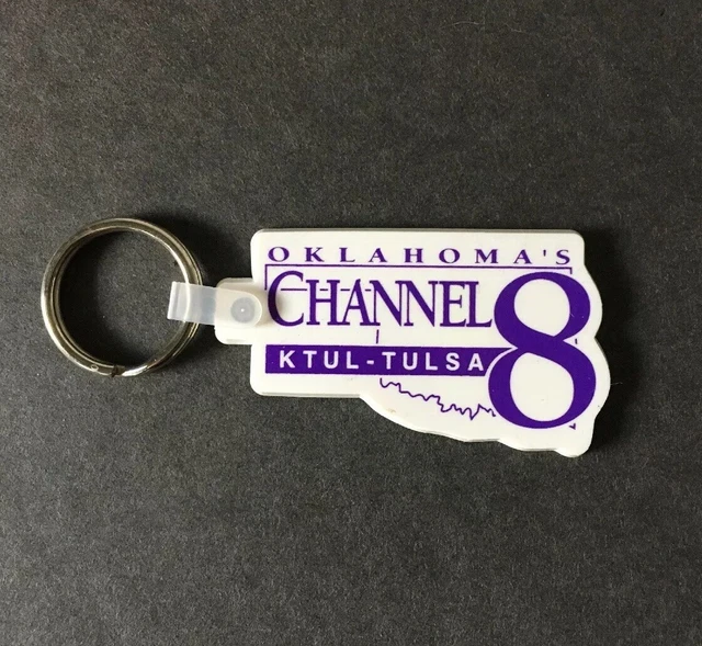 VINTAGE KEYCHAIN OKLAHOMA’S CHANNEL 8 Key Ring Fob KTUL Tulsa News