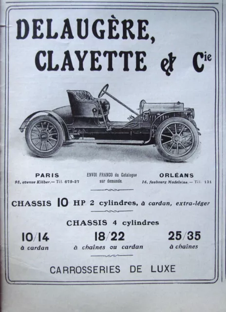 1909 Automobiles Delauger Clayette & C° Chassis 10 Hp 2Cy