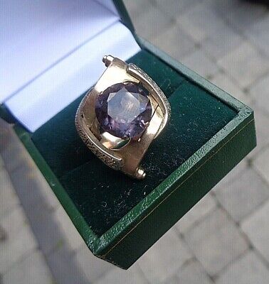 INDIVIDUAL Hand Made 14ct Yellow , Rose , White Gold & Amethyst Ring  -  size N 3