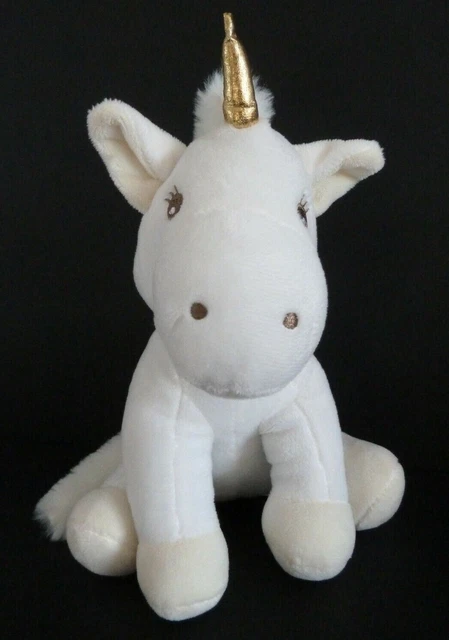 * DOUDOU PELUCHE ATMOSPHERA KIDS LICORNE BLANC ECRU DORE 21/22cm - ETAT NEUF *