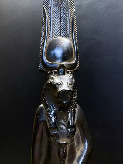 Ancient Egyptian Sekhmet Goddess with God Ra crown , Sekhmet Figurine Egypt