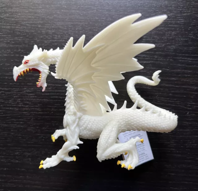 Safari Ltd  Educational Glow in the Dark Snow Dragon White Drake Hand Painted