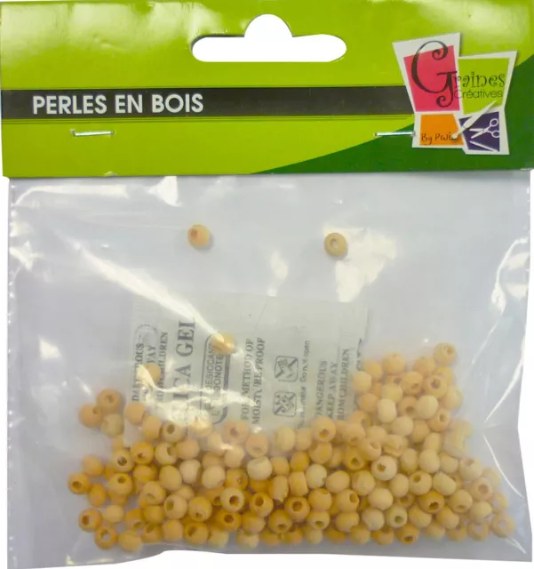 Perles en Bois 8 mm Trou 2 mm 200 pièces