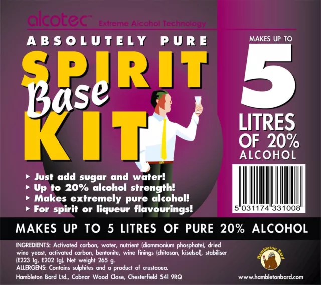 Alcotec Pure High Alcohol Kit Home Brew Spirit Making Base Kit 5 Litres 20%