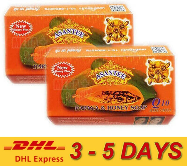 Asantee Thai Papaya Soap Bar – 4 X 125g Pack, Whitening Soap With Coconut Oil & Collagen