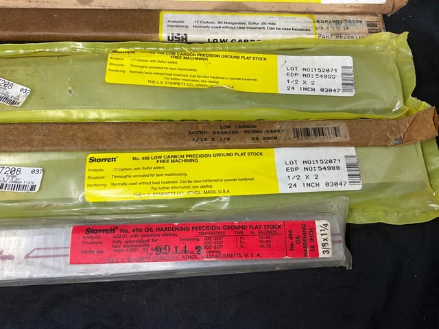 Lot (6) various low carbon Flat Stocks 24” 18” 1/16, 1/4 3/8 1/2 3/8