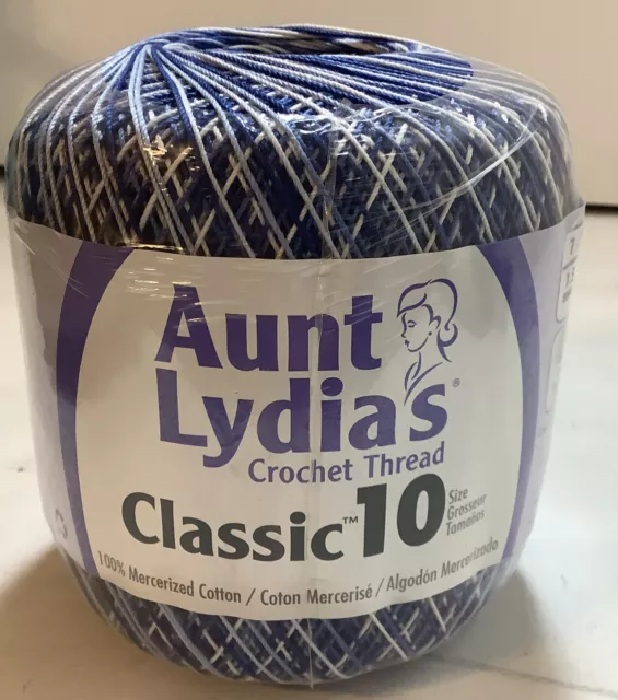 Aunt Lydia's Classic Crochet Thread Size 10 ~Coats 300 Yards Shaded Blues Ombré