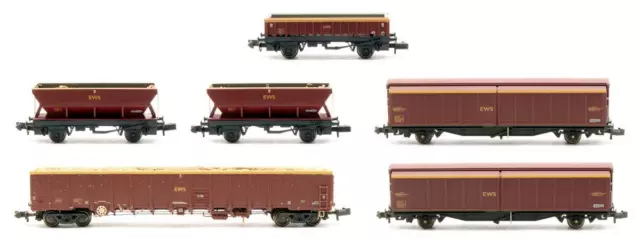 Graham Farish/Bachmann 'N' Gauge Rake Of 6 Assorted Ews Wagons *Weathered*