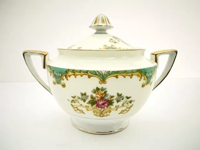Vtg Noritake Athena M Lidded Sugar Bowl Gold Gild Rim Circa 1933 Porcelain