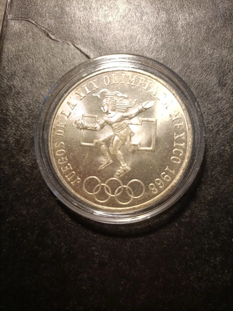 1968 MEXICAN 25 PESOS COIN, OLYMPIC GAMES, 72% SILVER. 22.5 GRAMS. MEXICO. In Ca