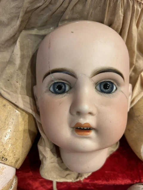 JOLIE POUPÉE ANCIENNE tête porcelaine Jumeau marquage rouge derrière la tête EUR 1.560,80 - FR