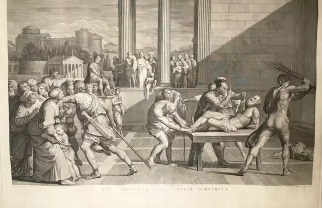 Antique 19th Century Engraving Divi Andreae Apost Martyrium Tofanelli & Folo