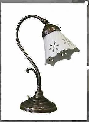 Lampada per comodino camera da letto in ottone brunito abat-jour ceramica countr
