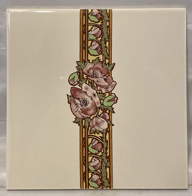 NOS Alphonse Mucha Nocturnal Slumber Border Tile Original Style England 6x6