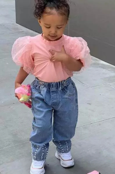Completo Bimba bambina Maglia t shirt rosa pantaloni lunghi jeans denim  B100