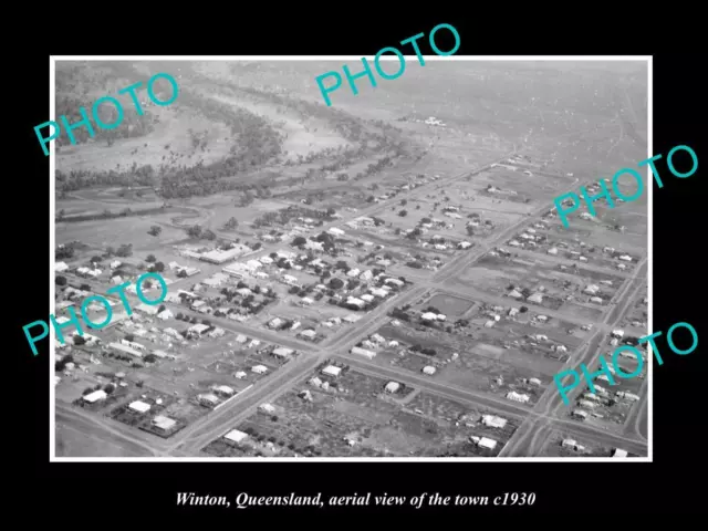 OLD LARGE HISTORIC PHOTO OF WINTON QUEENSLAND AERIAL VIEW OF THE TOWN c1930