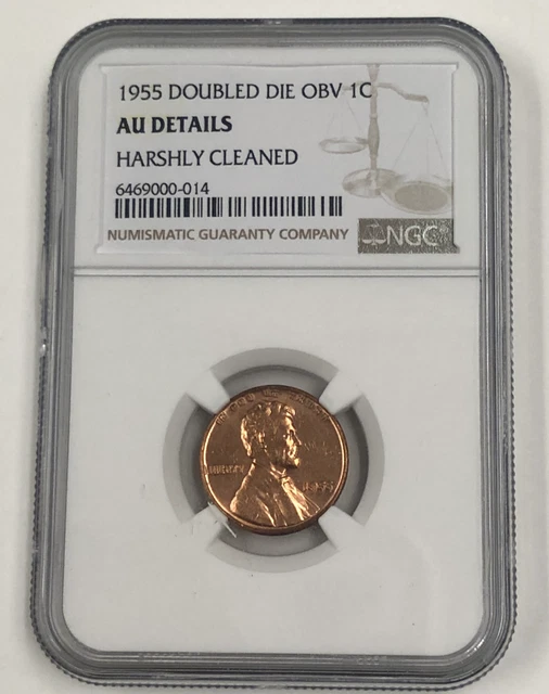 1955 Lincoln Wheat Penny Cent Double Die Obverse DDO  NGC AU Details