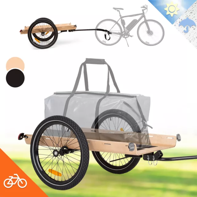 Remolque de carga remolque de bicicleta coche de mano transportador 50 L 40 kg 16" ruedas marrón