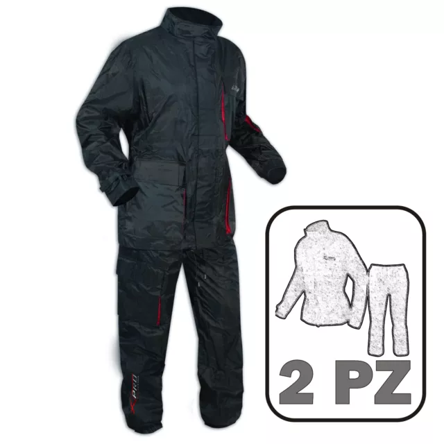 Impermeabile 2 Pezzi Anti Pioggia Tuta Pantaloni Giacca Pantoloni Moto Scooter