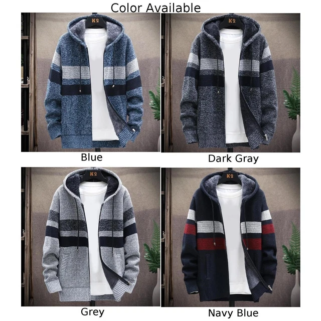 Mens Thick Warm Fleece Lined Hooded Hoodie Winter Zip-Up Coat Jacket Sweatshirt 4