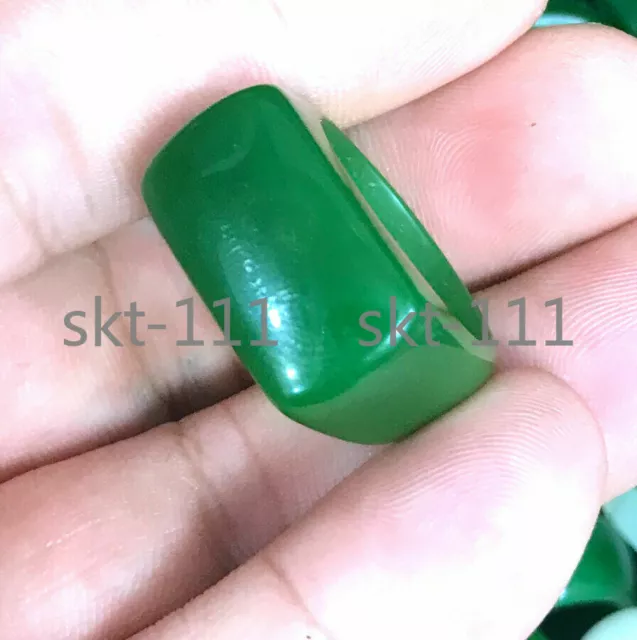 Genuine Chinese natural green jade jewelry man ring 7-12#