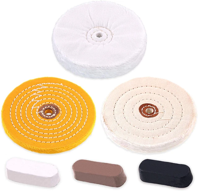 6 Piece Polishing Compounds Kit With 3 Assorted Buffing Wheels Including Black