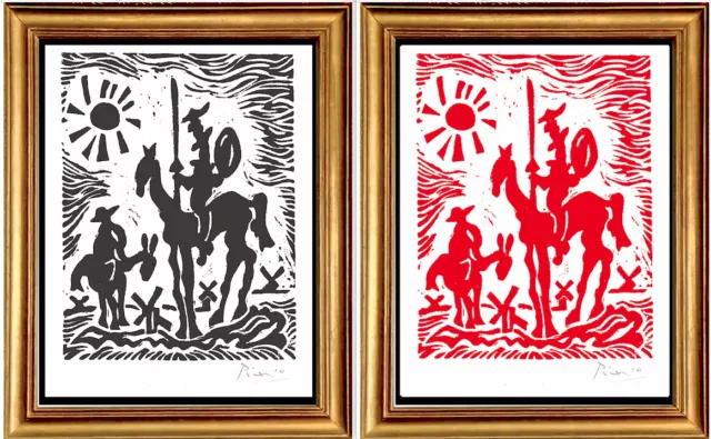 2 Picasso Hand Signed Ltd Ed Prints "Don Quixote" Black & Red w/COA (unframed) 2 Picasso Hand Signed Ltd Ed Prints "Don Quixote" Black & Red w/COA (unframed)