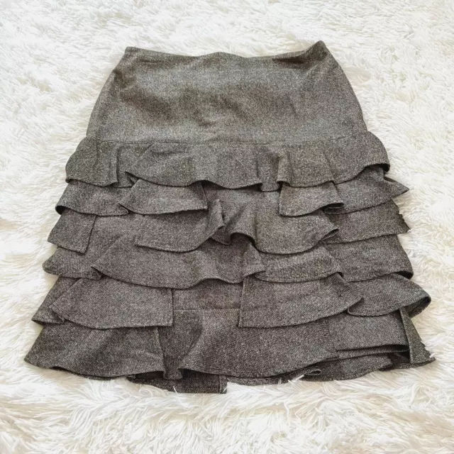 Talbots Womens Skirt Size 4 Tweed Tiered Linen Silk Blend Ruffle Lined 13871