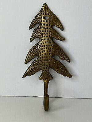VTG Brass Christmas Tree Hook Coat Stocking Wreath 6 3/8”H X 3 1/8”W Everyday