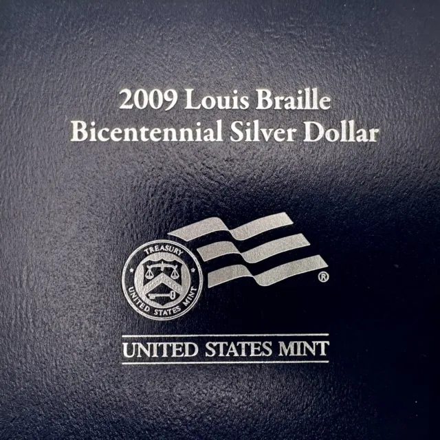 2009 Louis Braille Bicentennial Proof Silver Dollar With Box & COA
