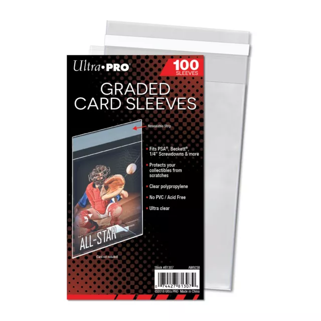 Pack Of 100 Ultra PRO Resealable GRADED Card SLEEVES & PERFECT FIT for SGC Slabs