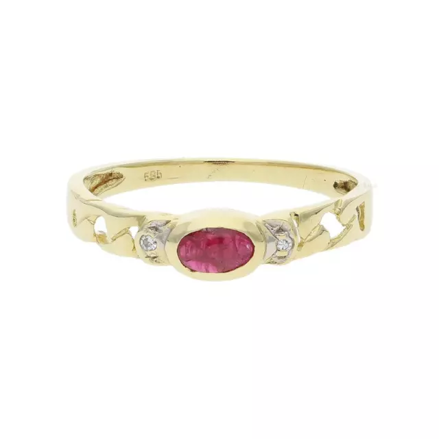 Ring 585/000 (14 Karat) Gelbgold mit Rubin und Diamanten, getragen 25322692