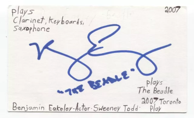 Benjamin Eakeley Signed 3x5 Index Card Autographed Signature Actor Orange