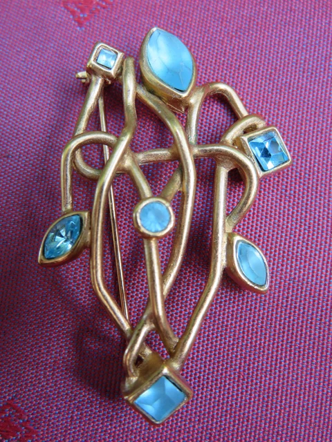 Broche Pendentif Moderniste Argent 925 Signée Sion Israël Années 1950-60 - Pierre Verte Naturelle