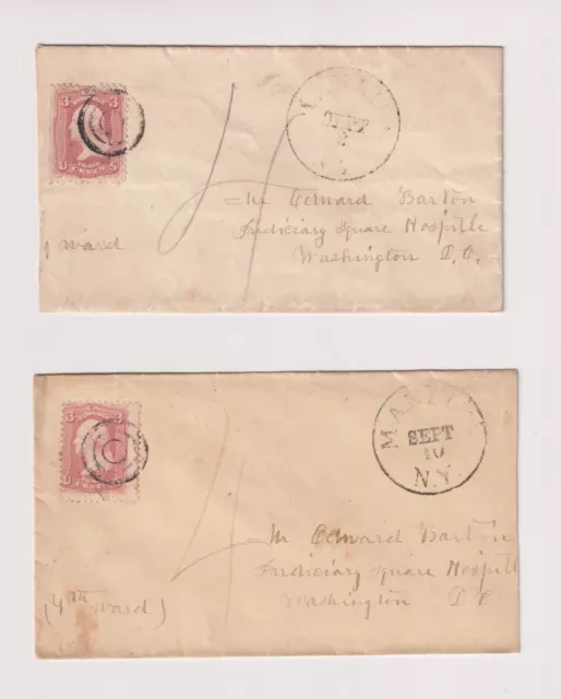 Us Sc#65 -- Manlius, Ny 2 Covers 1861 Civil War Era