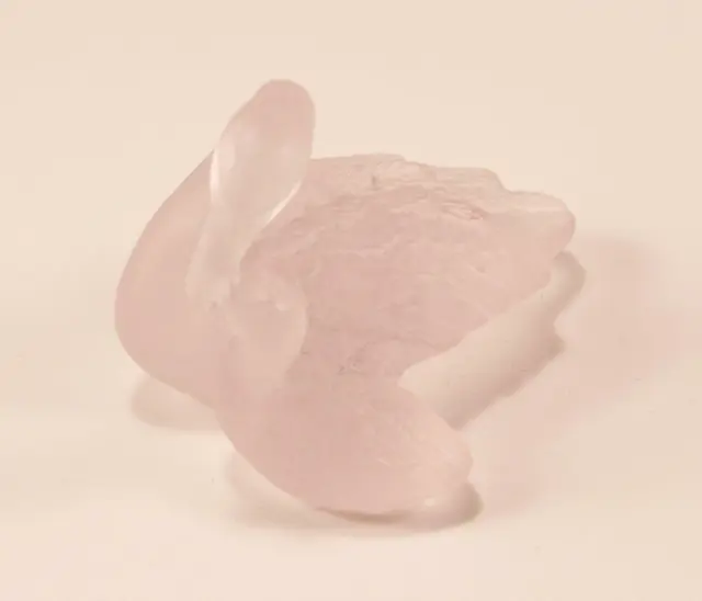 Daum Cygne Two Swans Pate-De-Verre Rose Tone Glass Crystal Figurine Paperweight