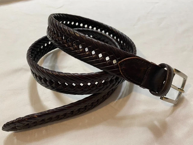 Hired Hand by Nocona Brown Braided Leather Belt Silver Buckle Men's Size 36 EUC