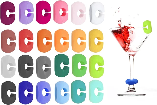 Segnabicchieri In Silicone - 24 Pezzi Colorati Per Feste, Matrimoni E Eventi
