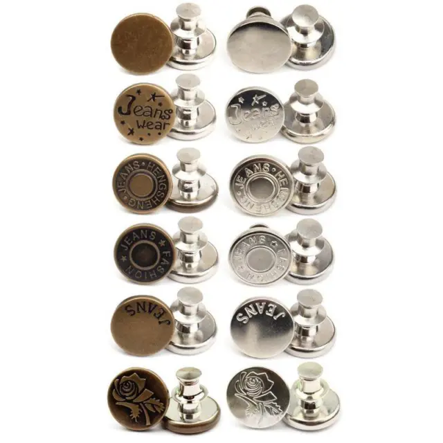 10 Sets Screw Jeans Buttonsmetal Jeans Tacks Metal Jeans Button No-sew  Nailless Removable Jean Buttons Repair Kit Rivets for Jeans Jackets 