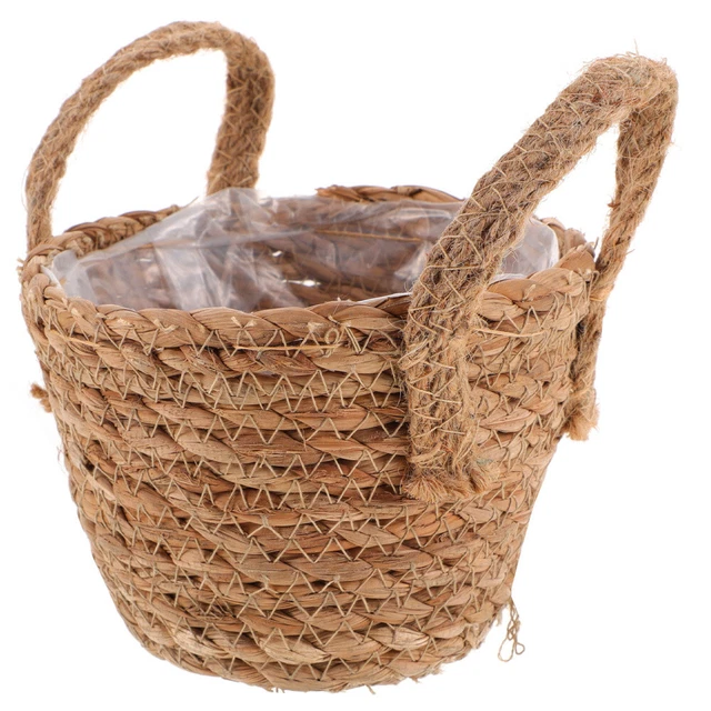 Panier En Osier Tressé Avec Poignées - Taille Milieu (environ 25x21x21cm), Pour Décoration, Mariage Ou Pâques