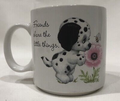 " Friends Share The Little Things " Ceramic Coffee Mug Friendship Puppy Cup