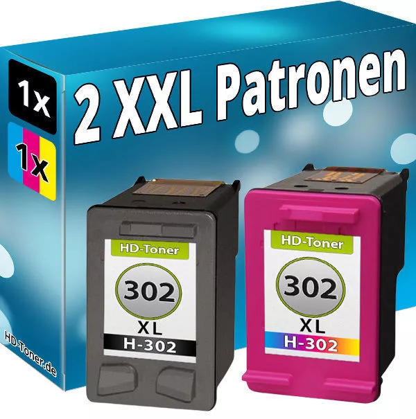 2x TINTE PATRONEN für HP 302 XL Envy 4520 4521 4522 4524 4525 4526 4527 4528