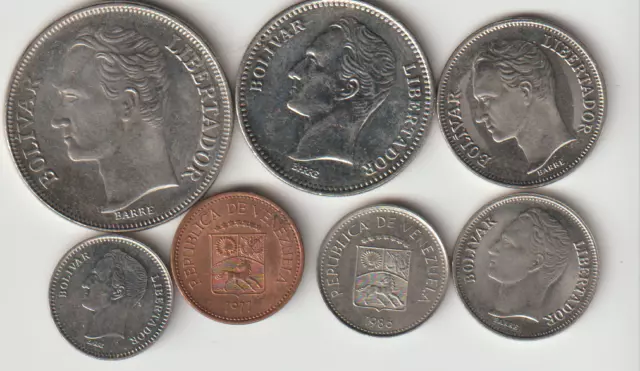 7 different world coins from VENEZUELA