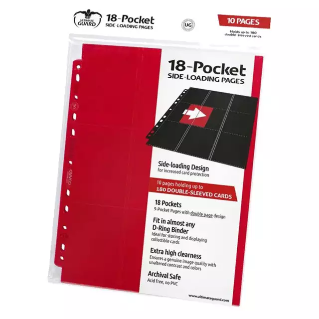 Ultimate Guard 18 Pocket Pages Side Loading Red 10ct