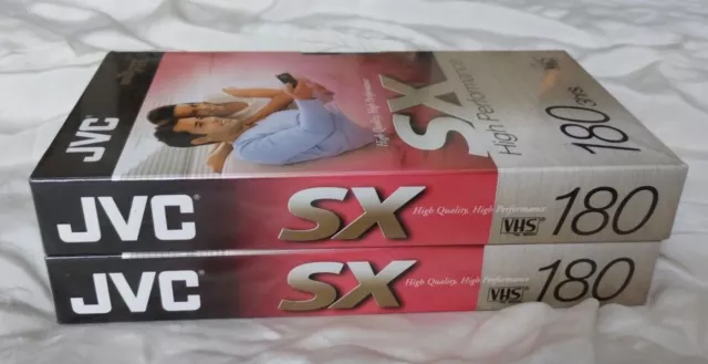 2x High Performance JVC SX 180 3hrs VHS Blank Video Tapes  E-180 NEW SEALED