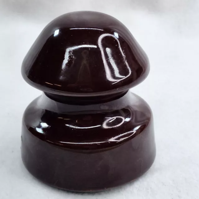 Ceramic Porcelain 3" Insulator Brown Glaze Mushroom Vintage Knob